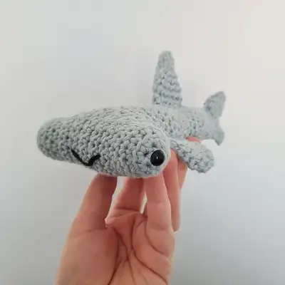 Hammerhead Shark Friend Amigurumi Pattern step 1 - construction progress