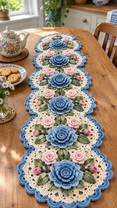 Vintage Floral Table Runner Pattern step 1 - construction progress