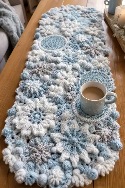 Winter Snowflake Table Runner Pattern step 1 - construction progress