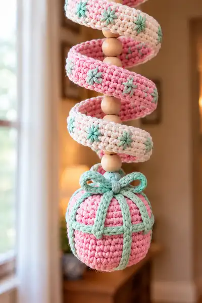 Spiral Gnome Hanging Garland Amigurumi Pattern step 2 - assembly progress