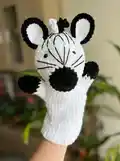 Zebra Hand Puppet Amigurumi Pattern step 2 - assembly progress