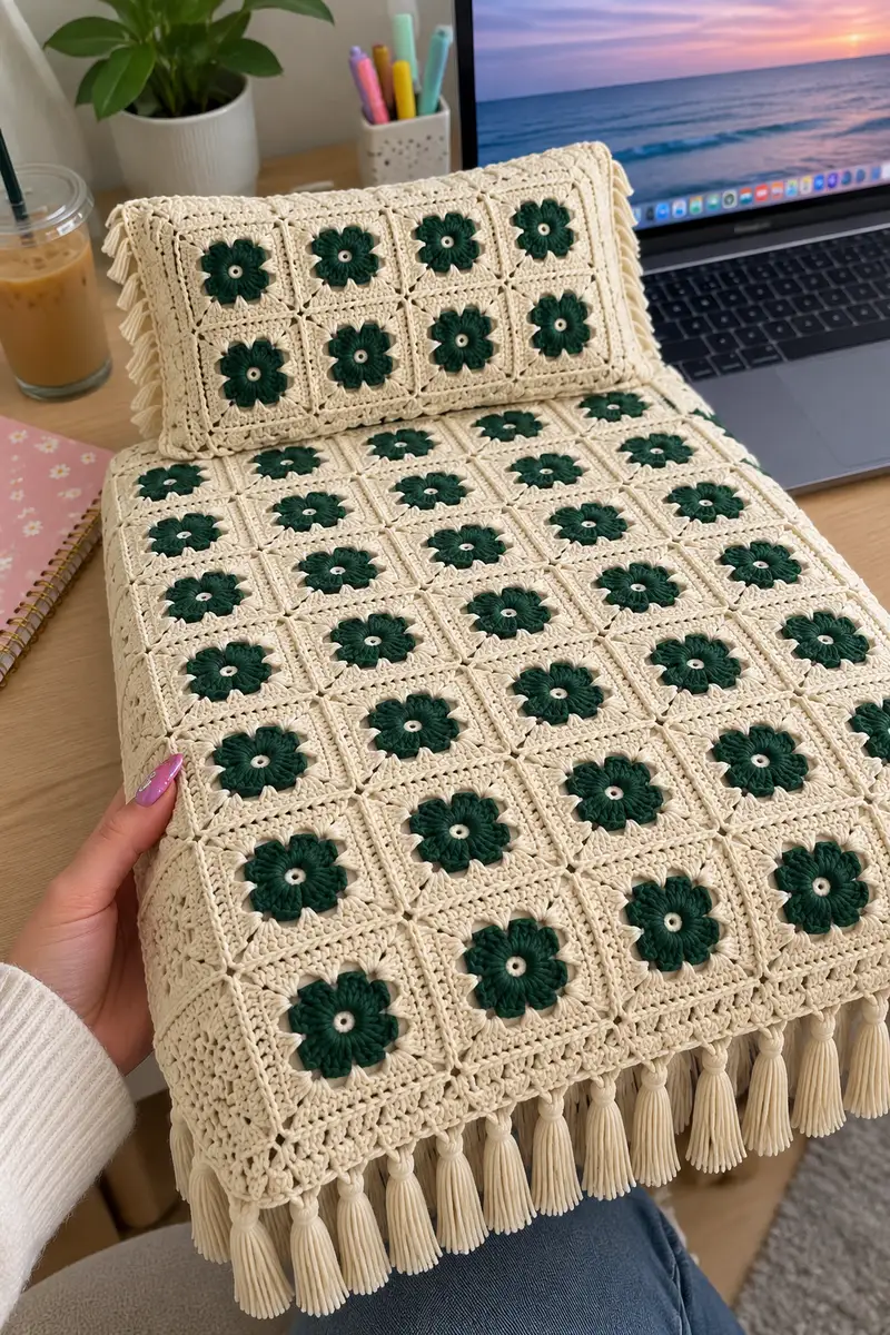 Botanical Bloom Bedspread Pattern crochet pattern - detailed view of completed project