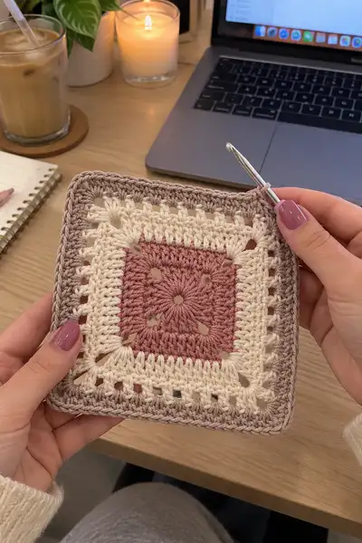 Vintage Rose Bedspread Pattern step 1 - construction progress