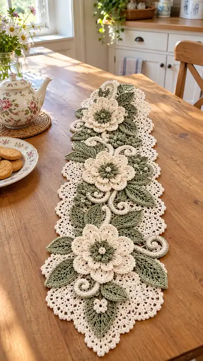 Vintage Floral Lace Table Runner Pattern step 1 - construction progress