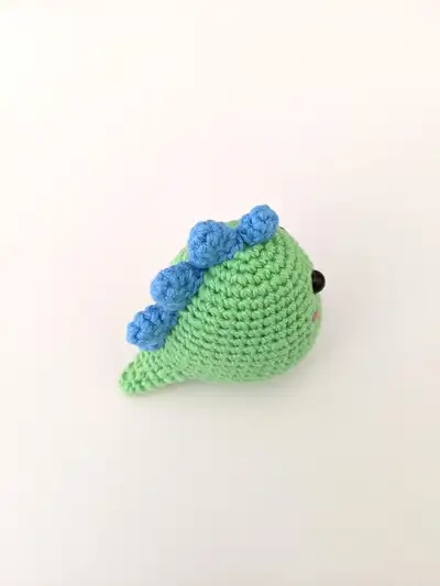 Colourful Mini Dino Amigurumi Pattern step 2 - assembly progress