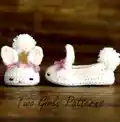 Hoppy Baby Bunny Slippers Pattern step 2 - assembly progress