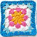 Daisy Granny Crochet Square Pattern step 1 - construction progress