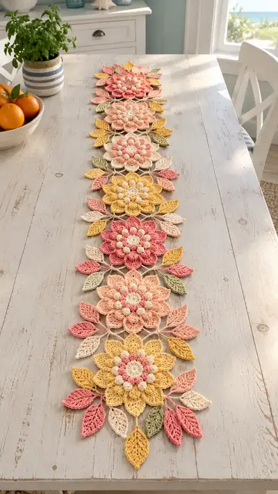 Sunlit Floral Table Runner Pattern step 1 - construction progress