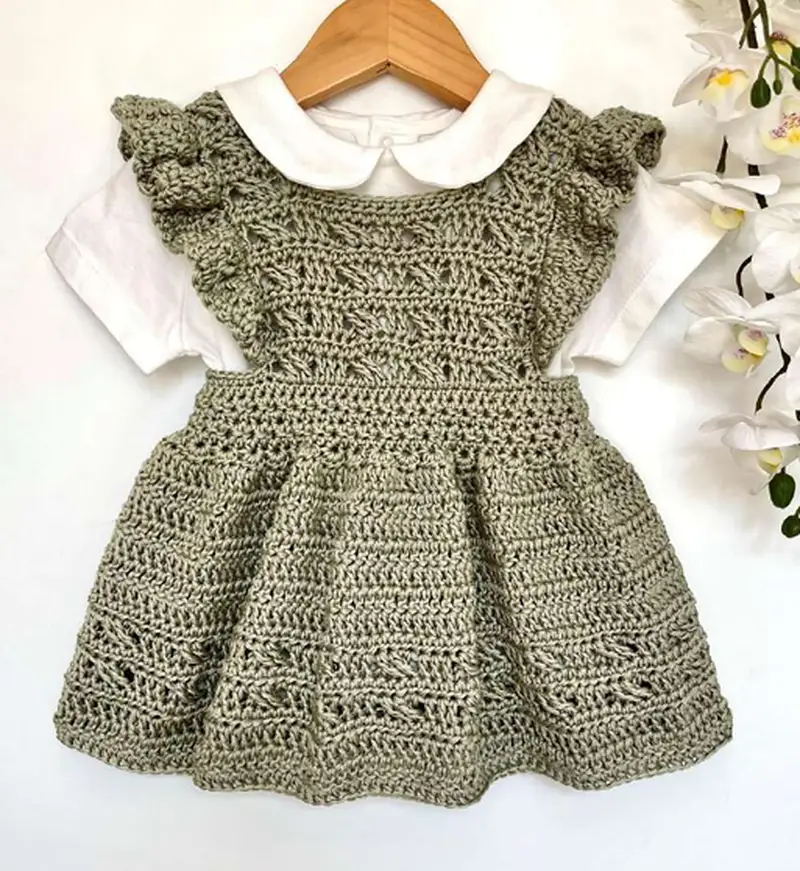 Free Intermediate crochet pattern: Baby Girls Ruffle Dress Pattern - Easy to follow tutorial