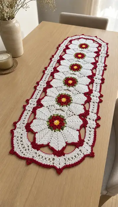 Daisy Chain Table Runner Pattern step 1 - construction progress