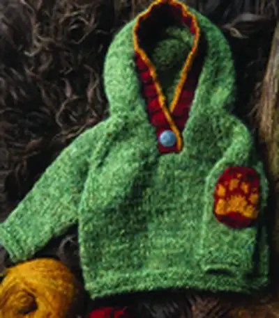 Waya Baby Hoodie Knitting Pattern step 4 - final assembly and finishing