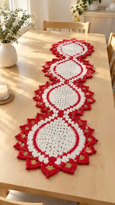 Festive Circular Table Runner Pattern step 1 - construction progress