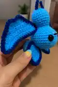 Tiny Blue Bat Amigurumi Pattern step 2 - assembly progress