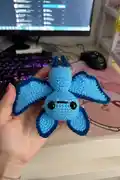 Little Blue Bat Amigurumi Pattern step 1 - construction progress
