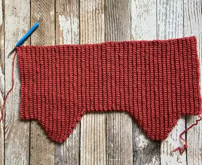 Oak Grove Earflap Hat Pattern step 2 - assembly progress