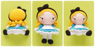 Alice in Wonderland Amigurumi Pattern step 2 - assembly progress