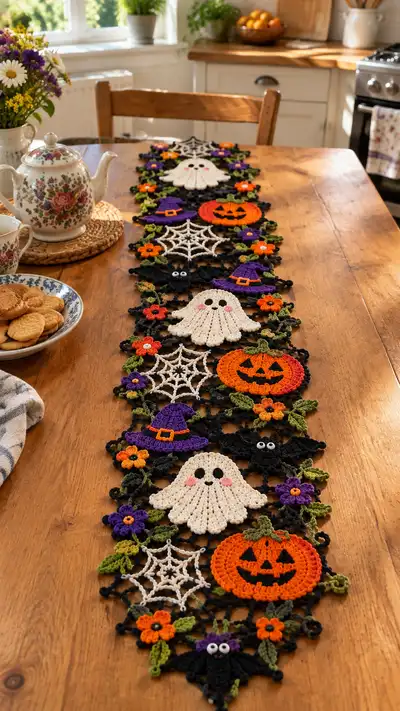 Spooky Seasonal Table Runner Pattern step 1 - construction progress
