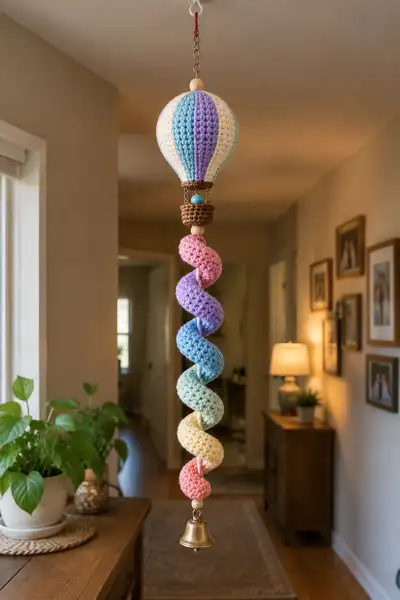 Pastel Hot Air Balloon Mobile Amigurumi Pattern step 1 - construction progress