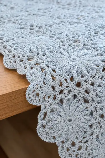 Powder Blue Daisy Motif Bedspread Pattern step 3 - details and accessories