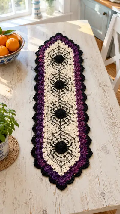 Spiderweb Table Runner Pattern step 1 - construction progress