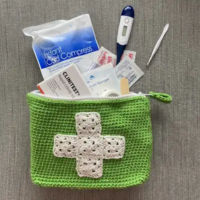 First Aid Kit Zippered Pouch Pattern step 2 - assembly progress