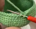 Crochet Emotional Support Pickle Amigurumi Pattern step 2 - assembly progress