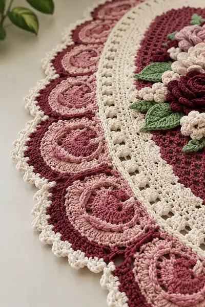 Elegant Floral Table Runner Pattern step 2 - assembly progress