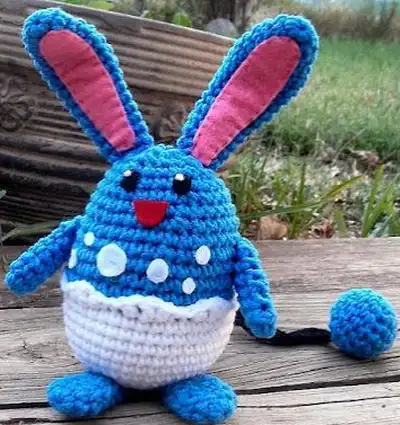 Azumarill Amigurumi Pattern step 1 - construction progress