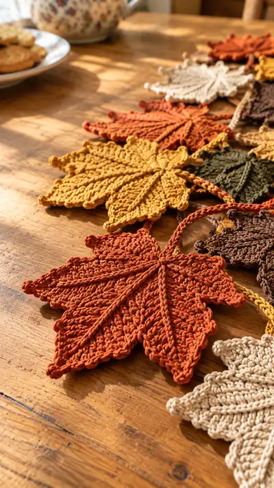 Autumn Leaves Table Runner Crochet Pattern step 2 - assembly progress