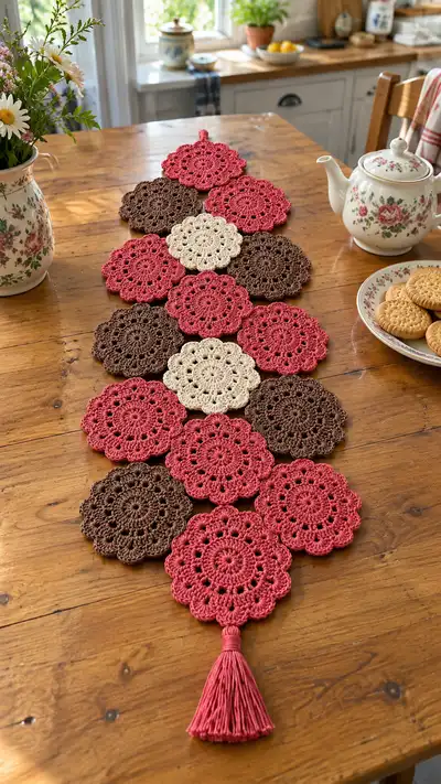 Vintage Floral Motif Table Runner Pattern step 1 - construction progress