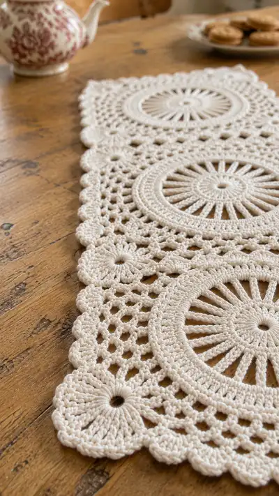 Vintage Medallion Table Runner Pattern step 2 - assembly progress