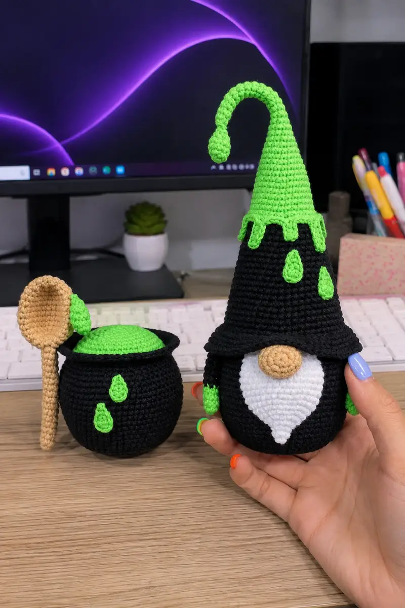 Free crochet pattern: Spooky Halloween Gnome Amigurumi Pattern - Intermediate level tutorial