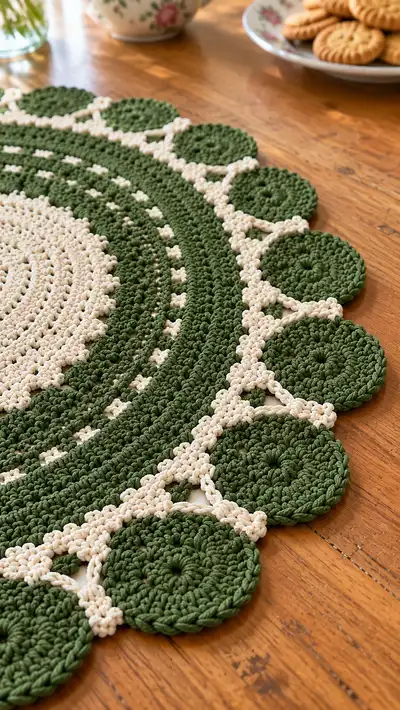 Heart Lace Centerpiece Pattern step 2 - assembly progress