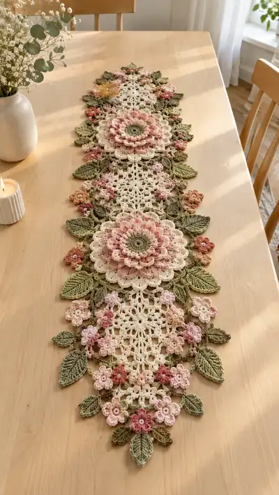 Vintage Floral Table Runner Pattern step 1 - construction progress