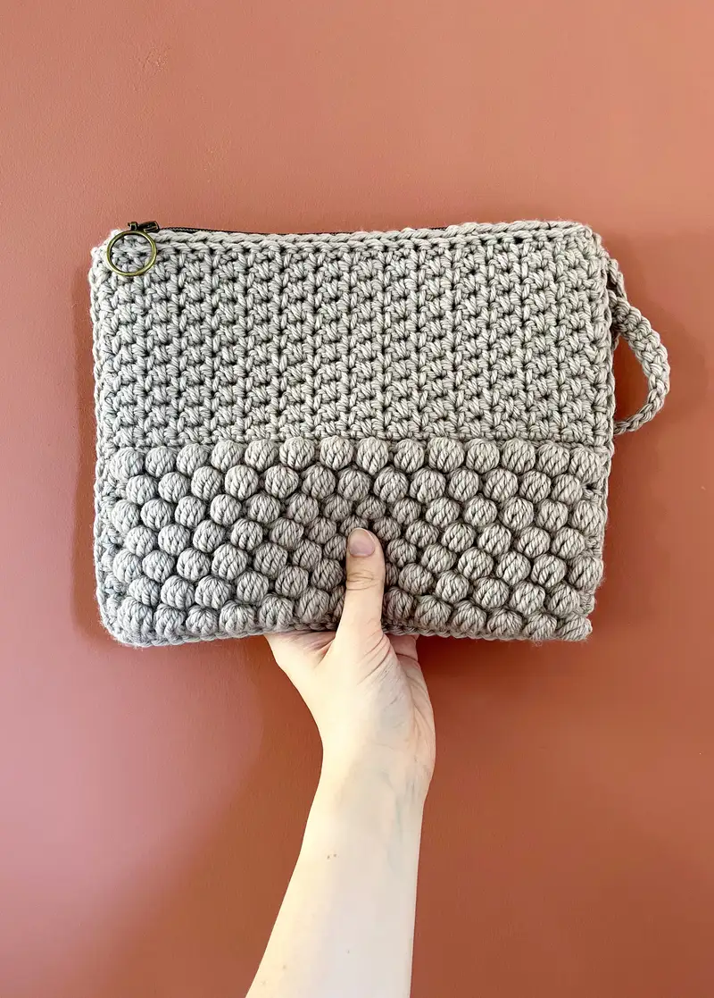 Free Intermediate crochet pattern: Bobble Clutch Pattern - Easy to follow tutorial