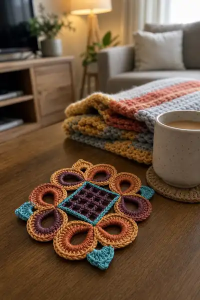 Boho Jewel Color Bedspread Motif Pattern step 2 - assembly progress