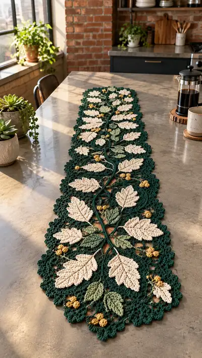Leaf Vine Table Runner Pattern step 1 - construction progress