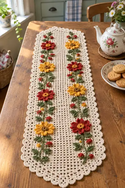 Vintage Floral Table Runner Pattern step 1 - construction progress