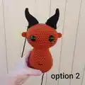 The Little Devil Amigurumi Pattern step 2 - assembly progress