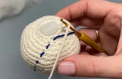 Bunny baby rattle with teether ring Amigurumi Pattern step 3 - details and accessories