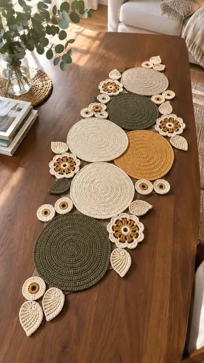 Roses Table Runner Crochet Pattern step 1 - construction progress