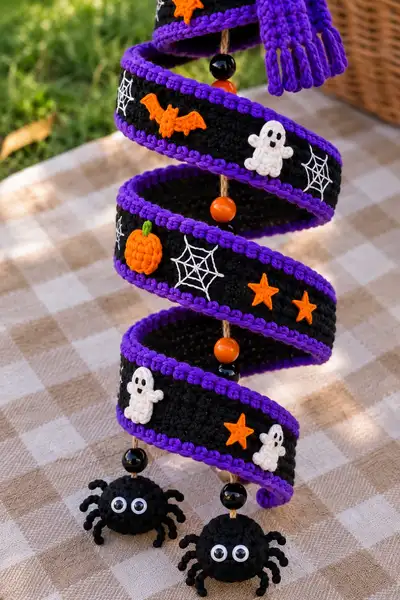 Spooky Spiral Pumpkin Witch Amigurumi Pattern step 2 - assembly progress