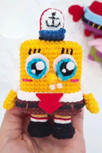 Sponge Bob Mini Amigurumi Pattern step 1 - construction progress