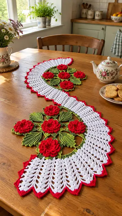 Vintage Rose Table Runner Pattern step 1 - construction progress