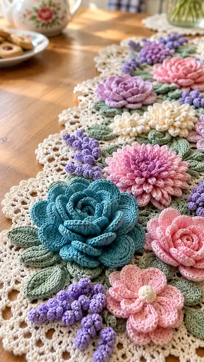 Vintage Floral Table Runner Pattern step 2 - assembly progress