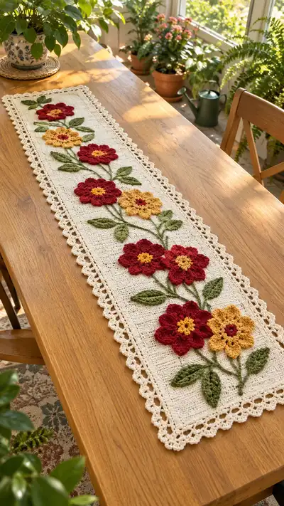 Vintage Floral Table Runner Pattern step 1 - construction progress