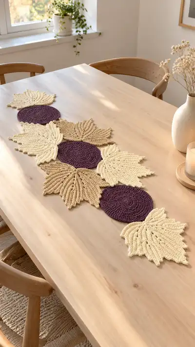 Leaf & Circle Table Runner Pattern step 1 - construction progress