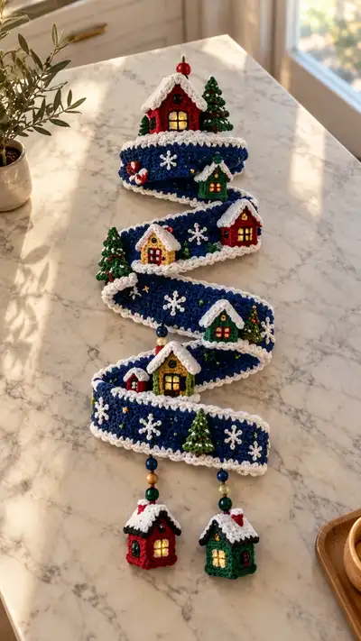 Christmas Spiral Garland Pattern step 1 - construction progress