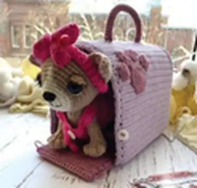 Chihuahua in a Carrier Bag Amigurumi Pattern step 1 - construction progress