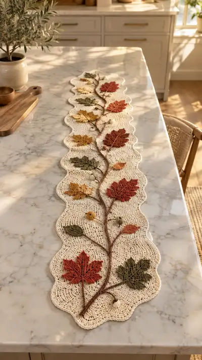 Autumn Leaf Table Runner Pattern step 1 - construction progress